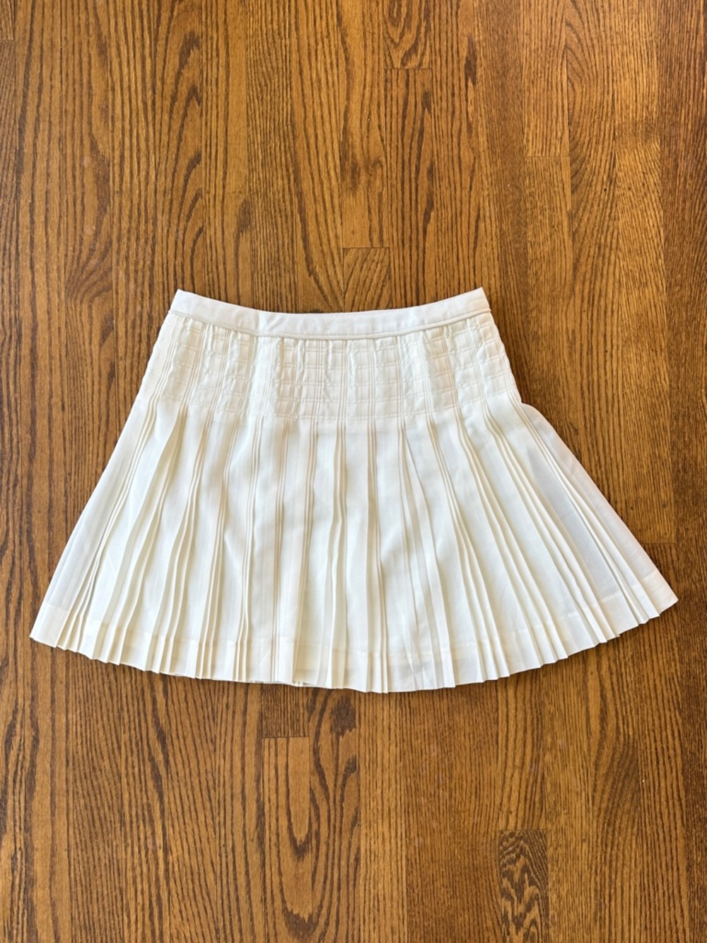 J. Crew Cream Pleated Skater Skirt